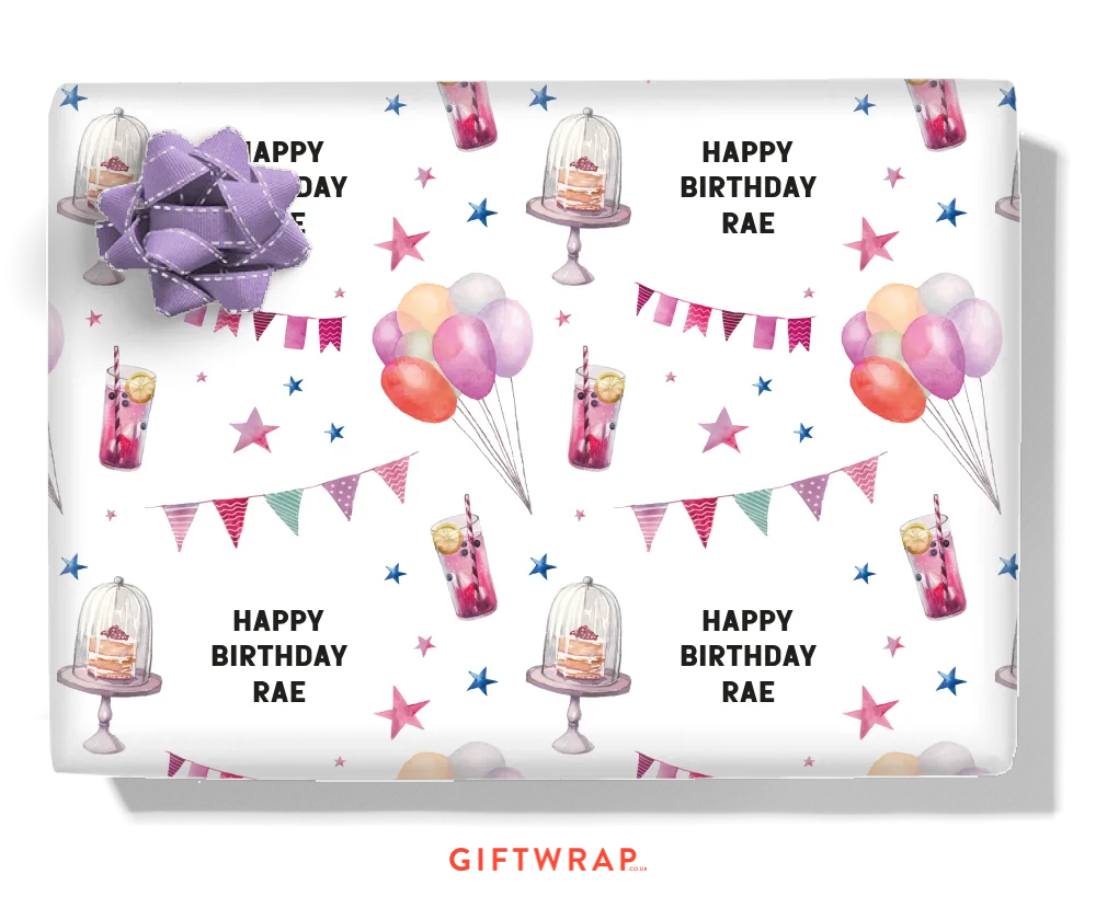 Pink Party Personalised Wrapping Paper