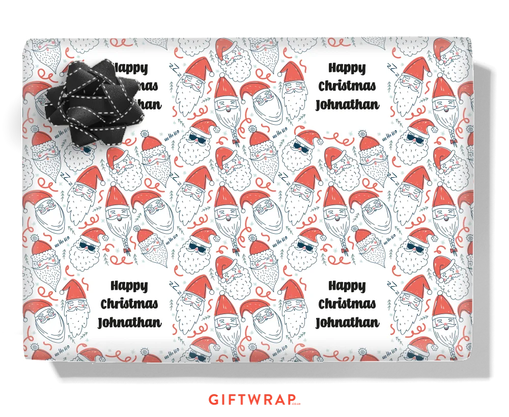 Santa Faces Personalised Wrapping Paper