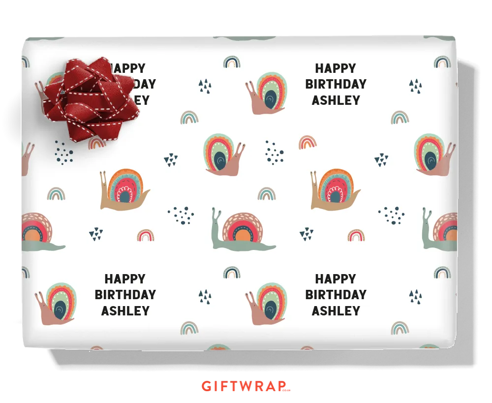 Rainbow Snails Personalised Wrapping Paper