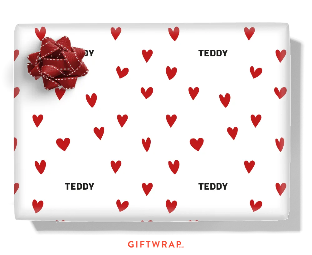 Love Hearts Personalised Wrapping Paper