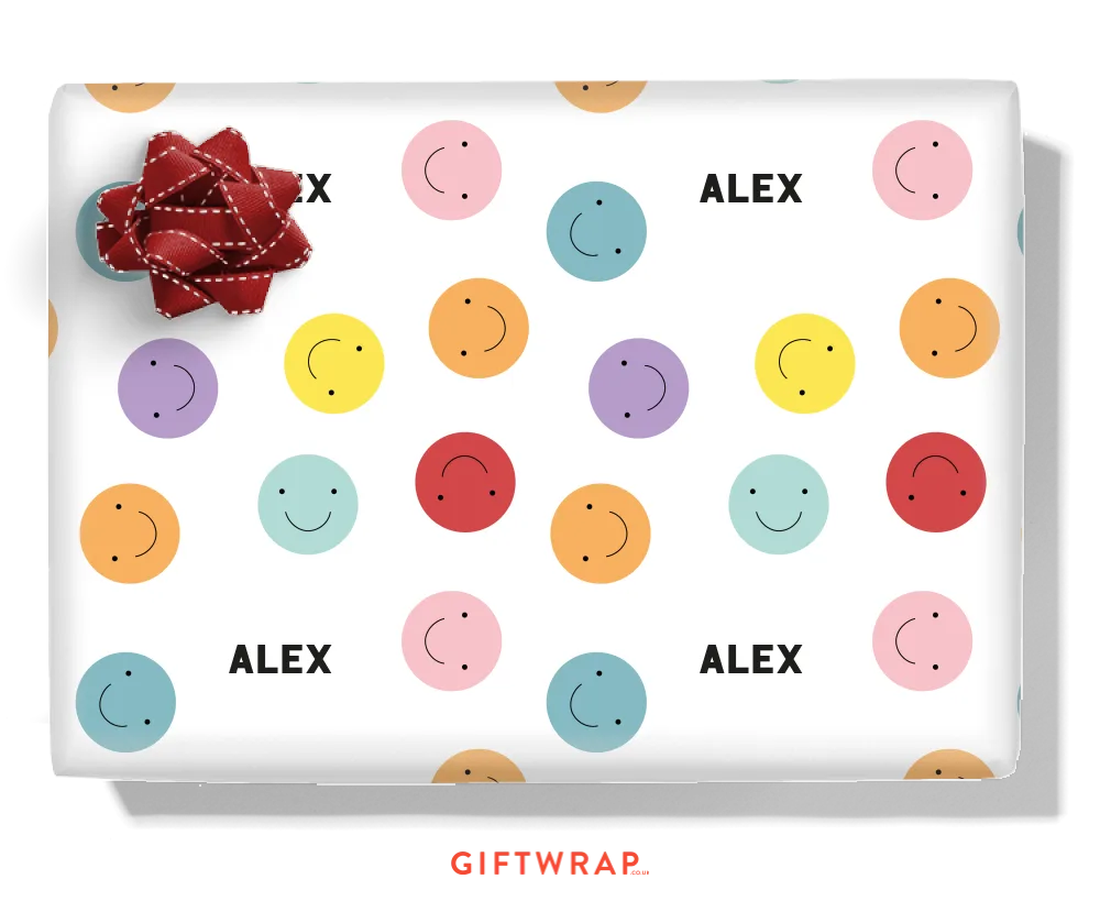 Smiley Face Personalised Wrapping Paper