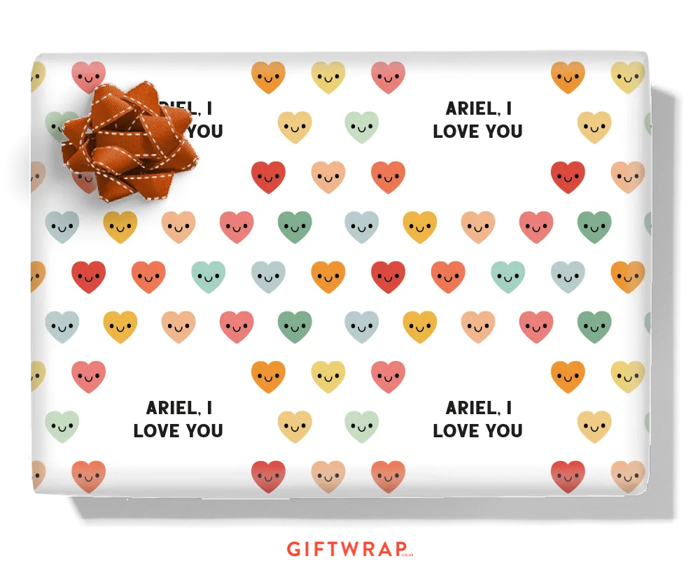Happy Hearts Personalised Wrapping Paper