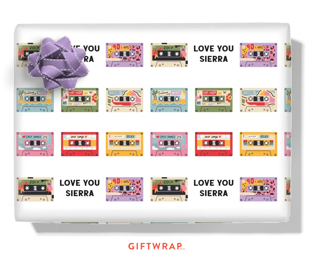 Retro Tape Cassettes Personalised Wrapping Paper