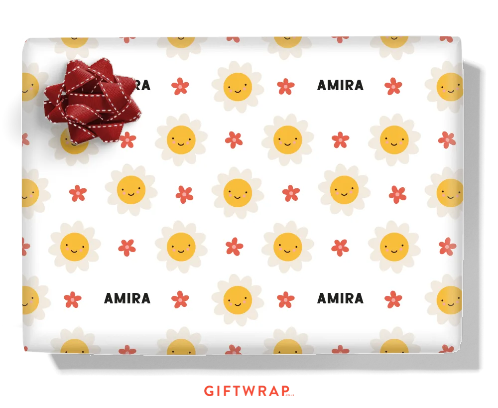 Happy Flower Personalised Wrapping Paper