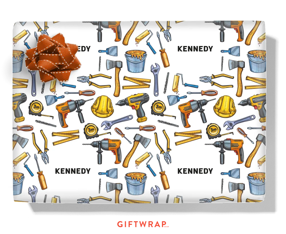 Construction Work Tools Personalised Wrapping Paper