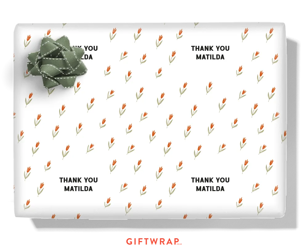 Red Flower Personalised Wrapping Paper