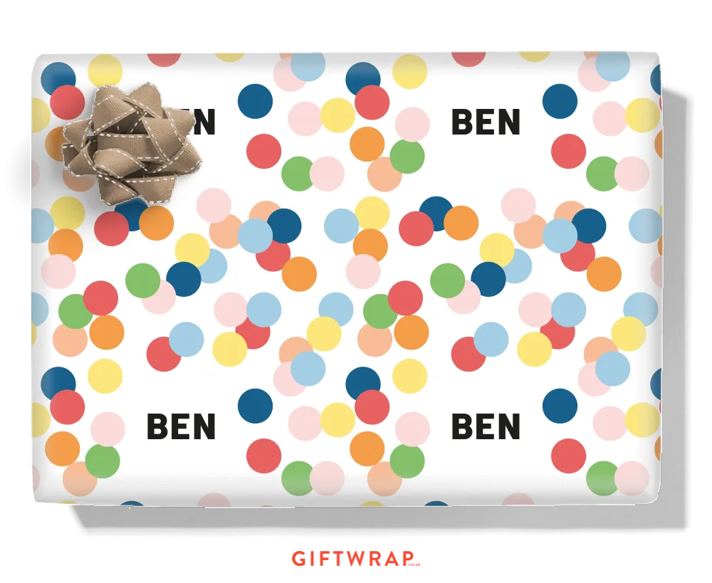 Confetti Dots Personalised Wrapping Paper