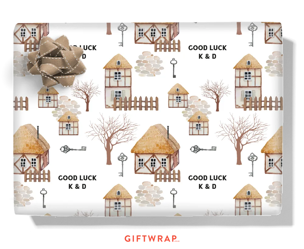 Country Cottage Keys Personalised Wrapping Paper