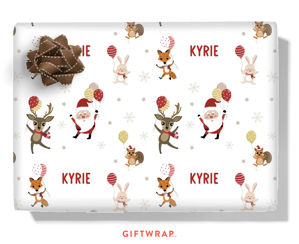 Festive Balloons Personalised Wrapping Paper