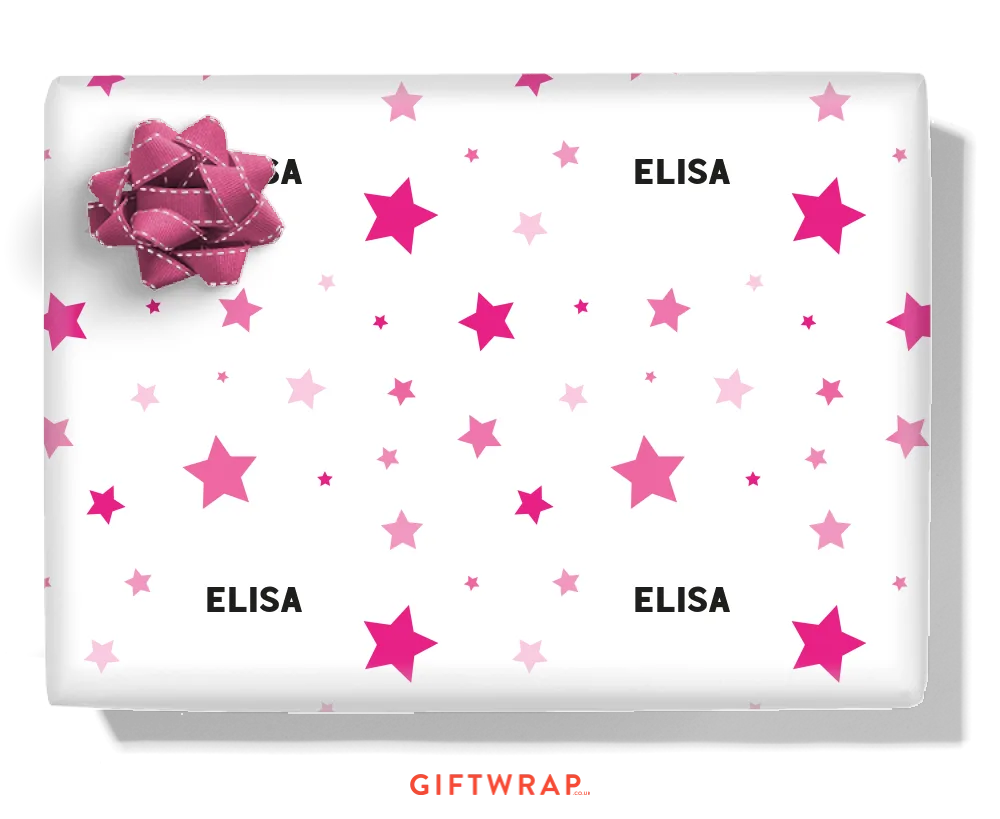 Pink Stars Personalised Wrapping Paper