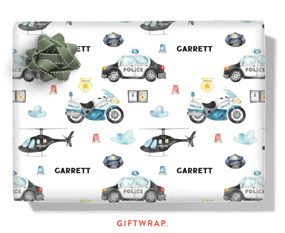 Police Vehicles Personalised Wrapping Paper