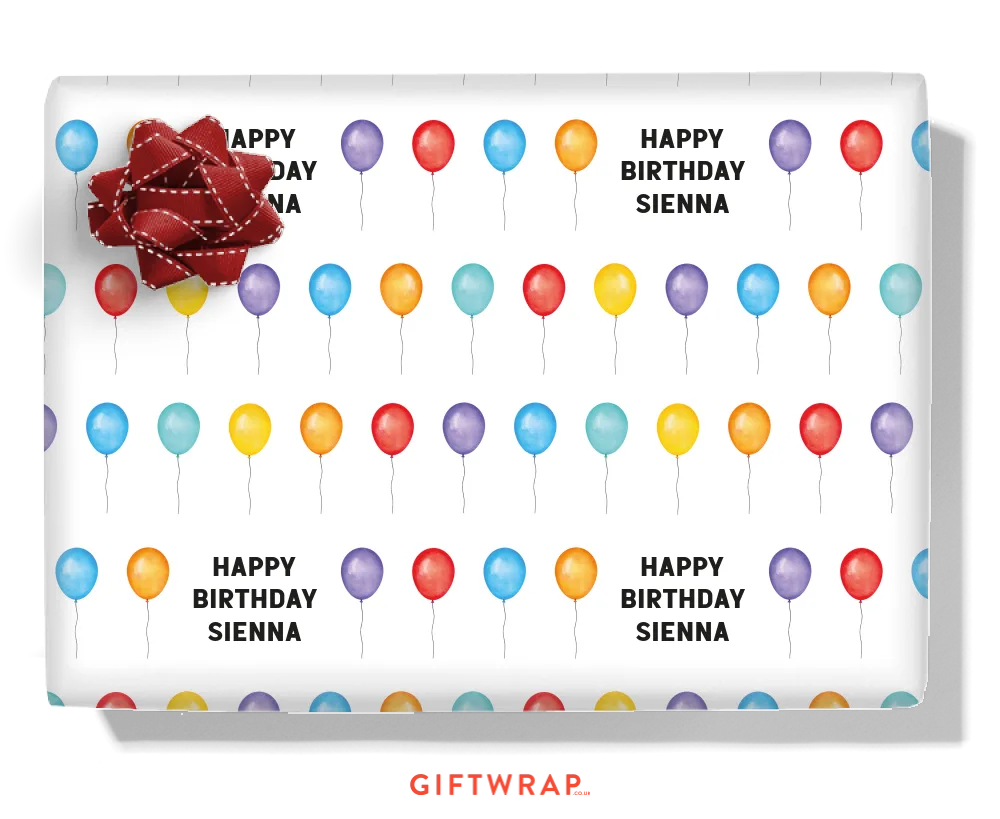Bright Balloons Personalised Wrapping Paper