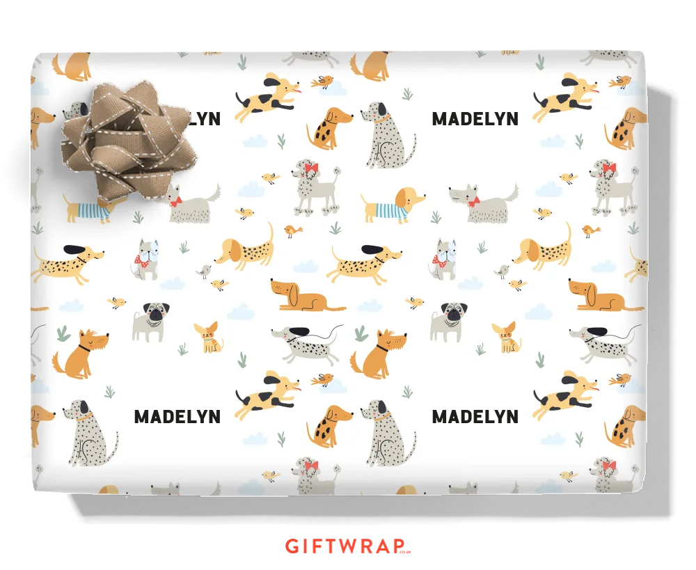Cute Dogs Personalised Wrapping Paper