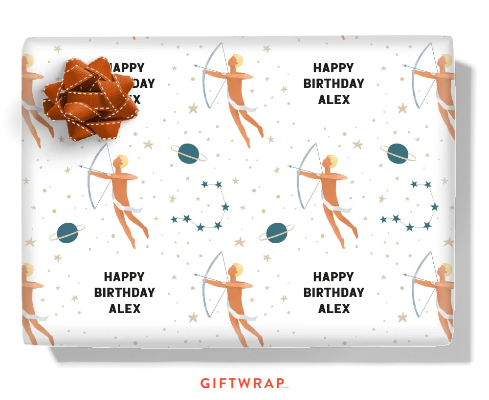 Cute Sagittarius Personalised Wrapping Paper