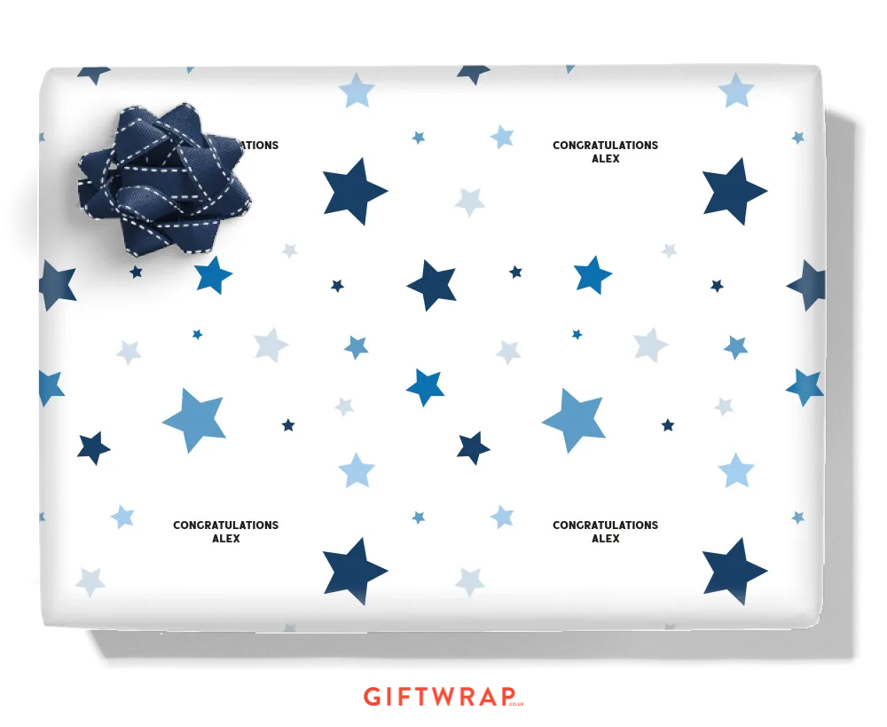 Blue Stars Personalised Wrapping Paper