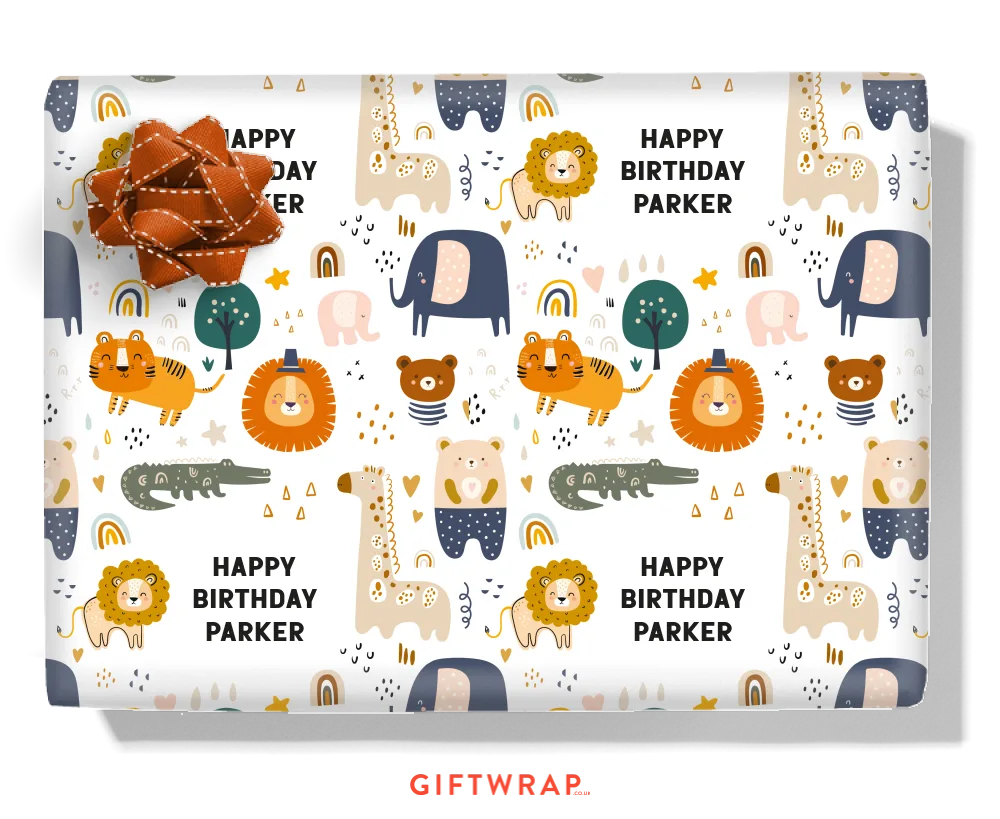 Boho Animals Personalised Wrapping Paper