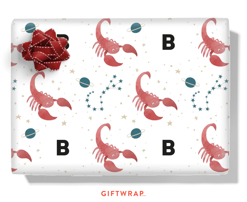 Cute Scorpio Personalised Wrapping Paper
