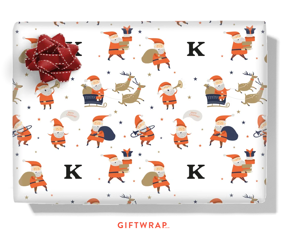 Happy Santas Personalised Wrapping Paper