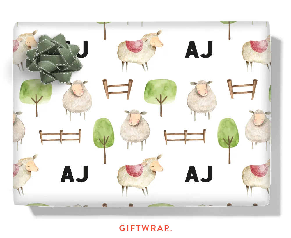 Farm Yard Sheep Personalised Wrapping Paper