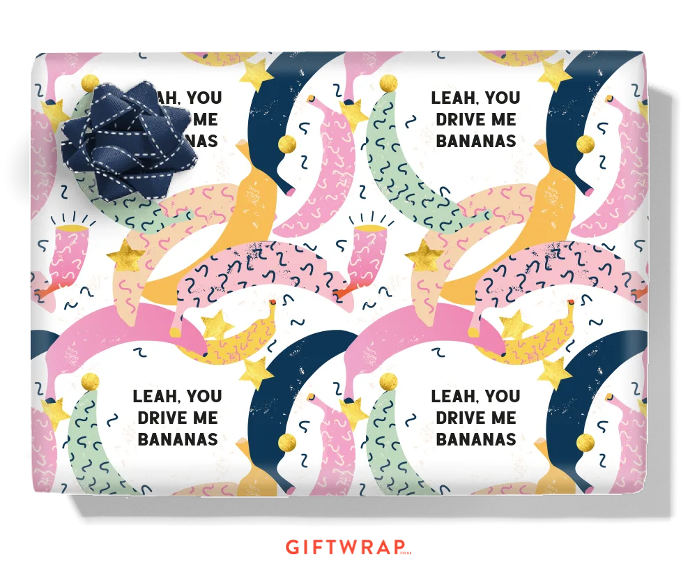 Colourful Abstract Bananas Personalised Wrapping Paper