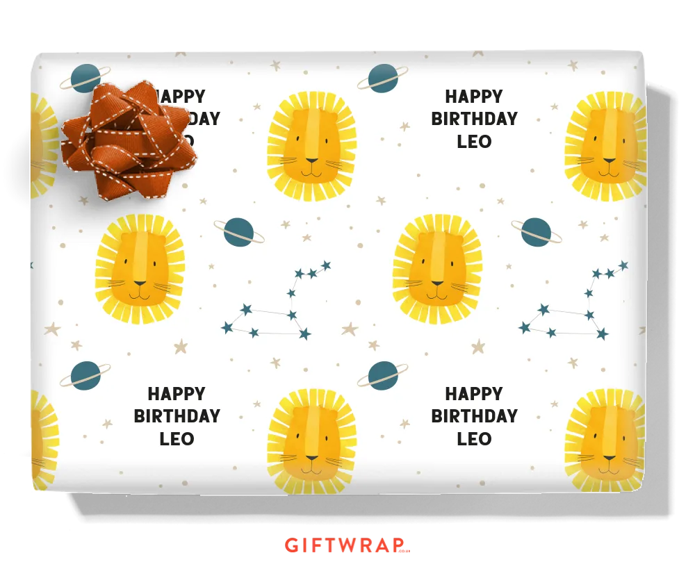 Cute Leo Personalised Wrapping Paper