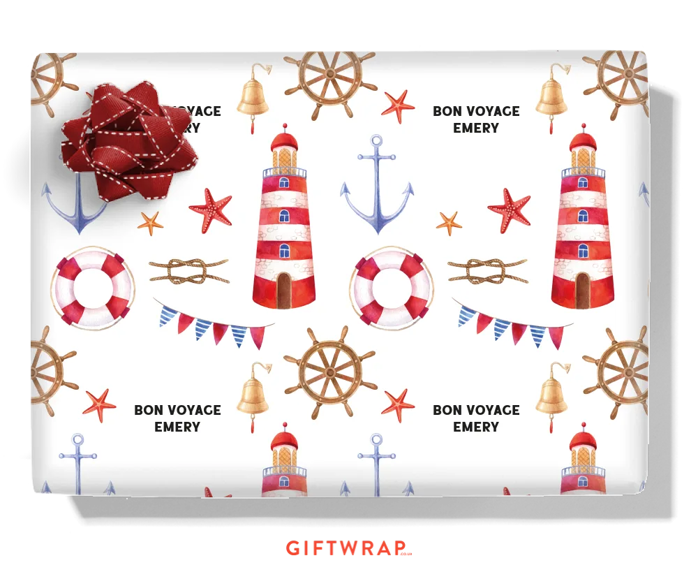 Watercolour Coastal Personalised Wrapping Paper