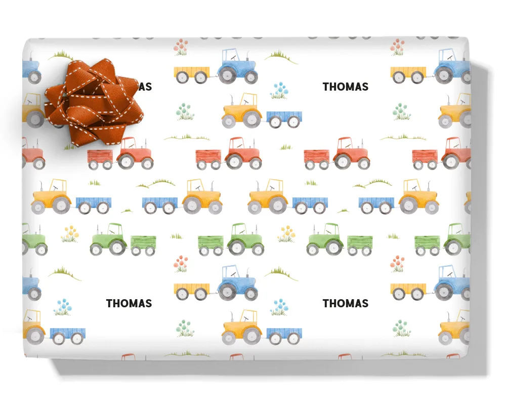 Tractors Personalised Wrapping Paper