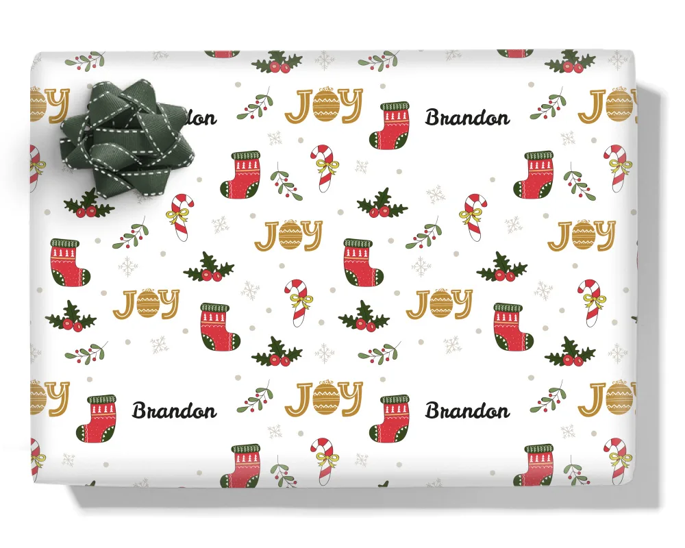 Holly Jolly Personalised Wrapping Paper