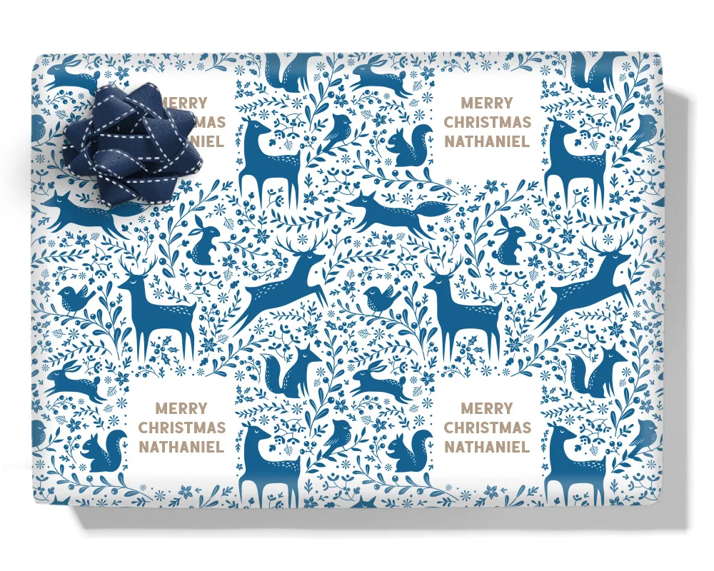 Winter Forest Animals Personalised Wrapping Paper