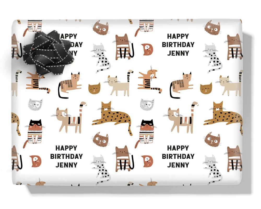 Cats Personalised Wrapping Paper