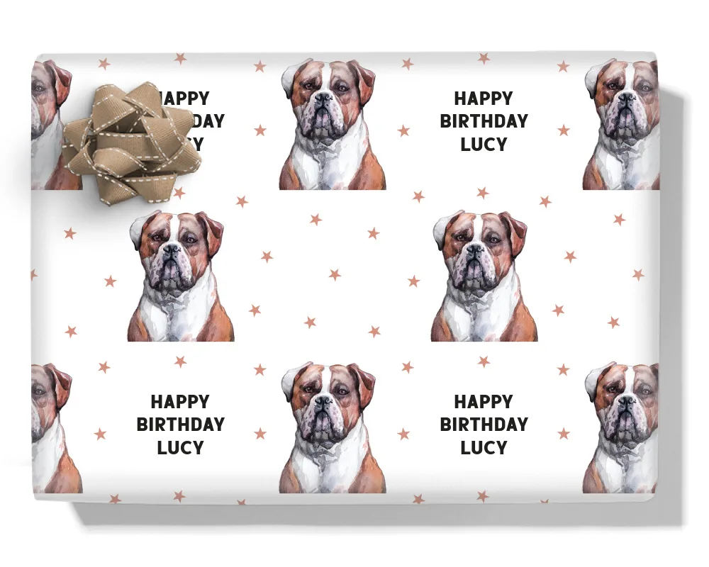 American Bulldog Personalised Wrapping Paper