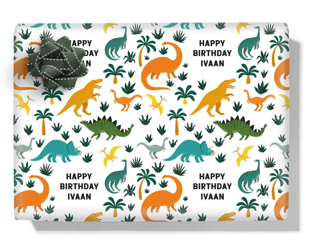 Prehistoric Party Personalised Wrapping Paper