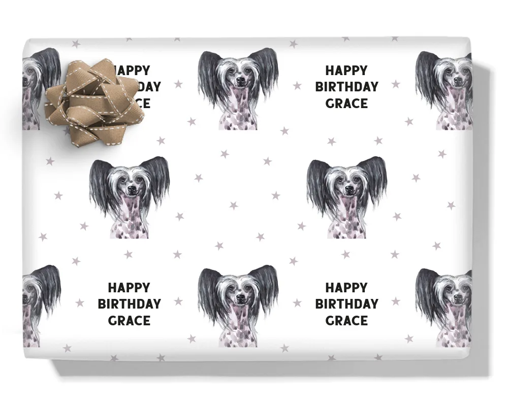Chinese Crested Personalised Wrapping Paper