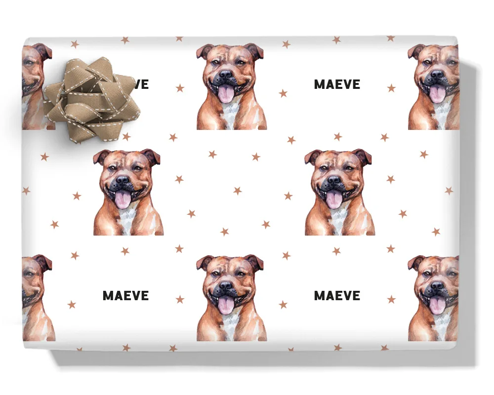 English Staffordshire Terrier Personalised Wrapping Paper