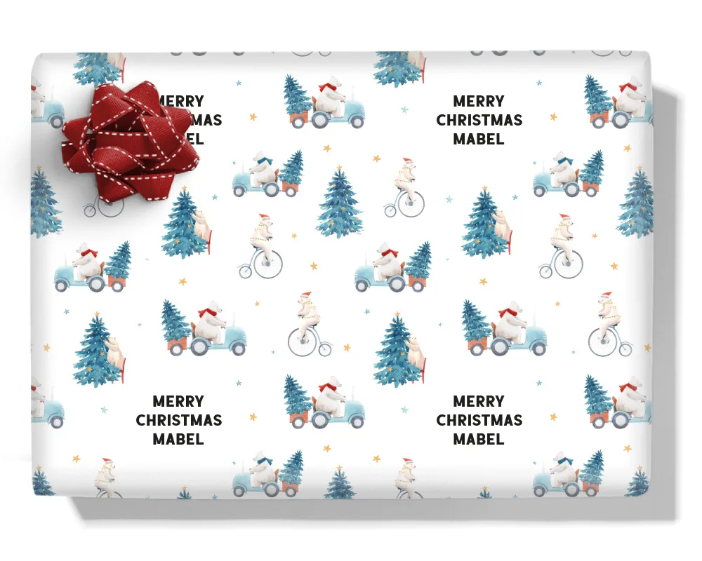 Polar Bears Christmas Personalised Wrapping Paper