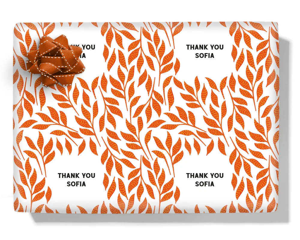 Bright Leaves Personalised Wrapping Paper