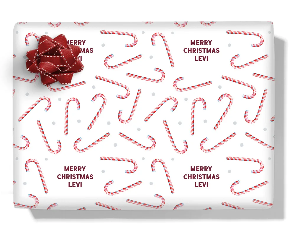 Candy Cane Personalised Wrapping Paper
