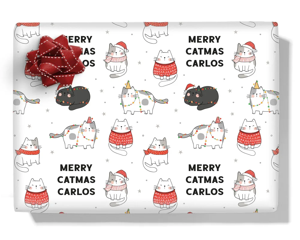 Merry Catmas Personalised Wrapping Paper