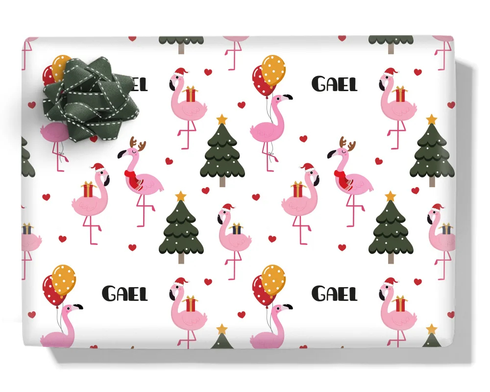 Fa-la-la-la-mingo Personalised Wrapping Paper