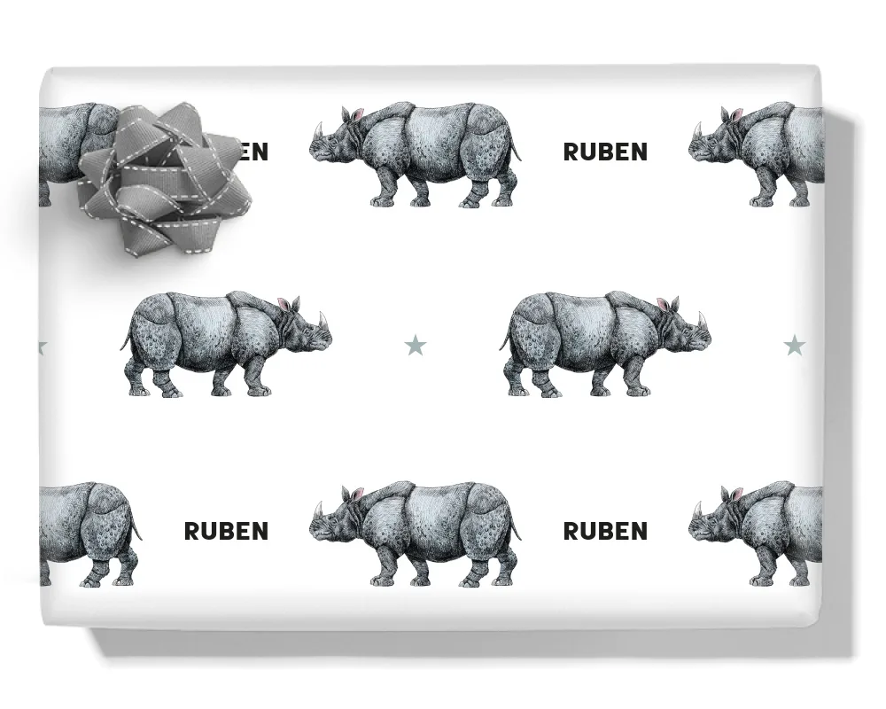 Rhino Personalised Wrapping Paper