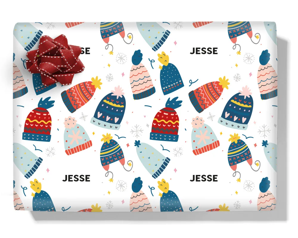 Winter Hats Personalised Wrapping Paper