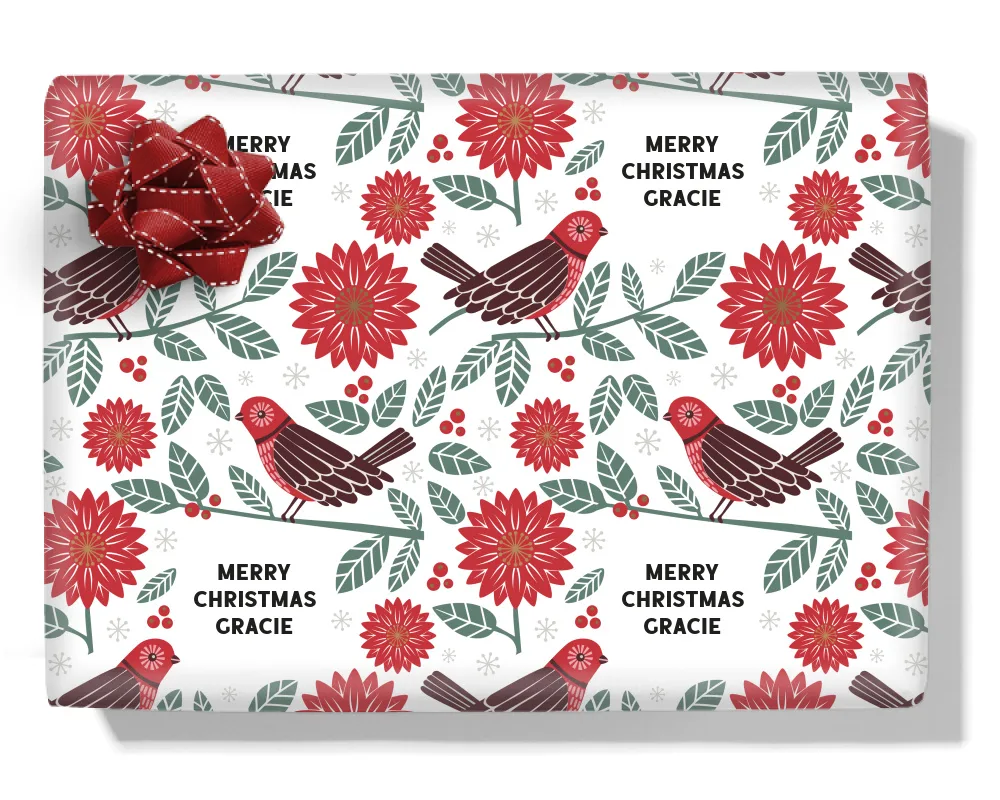 Winter Robin Personalised Wrapping Paper
