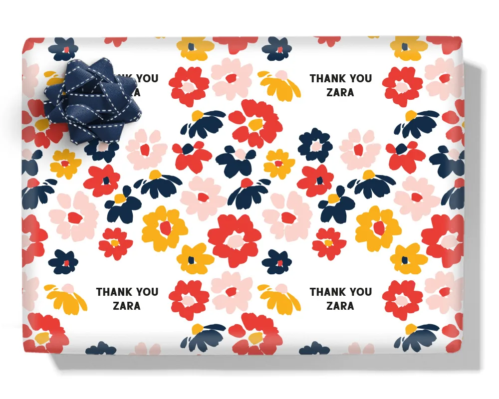Bright Flowers Personalised Wrapping Paper