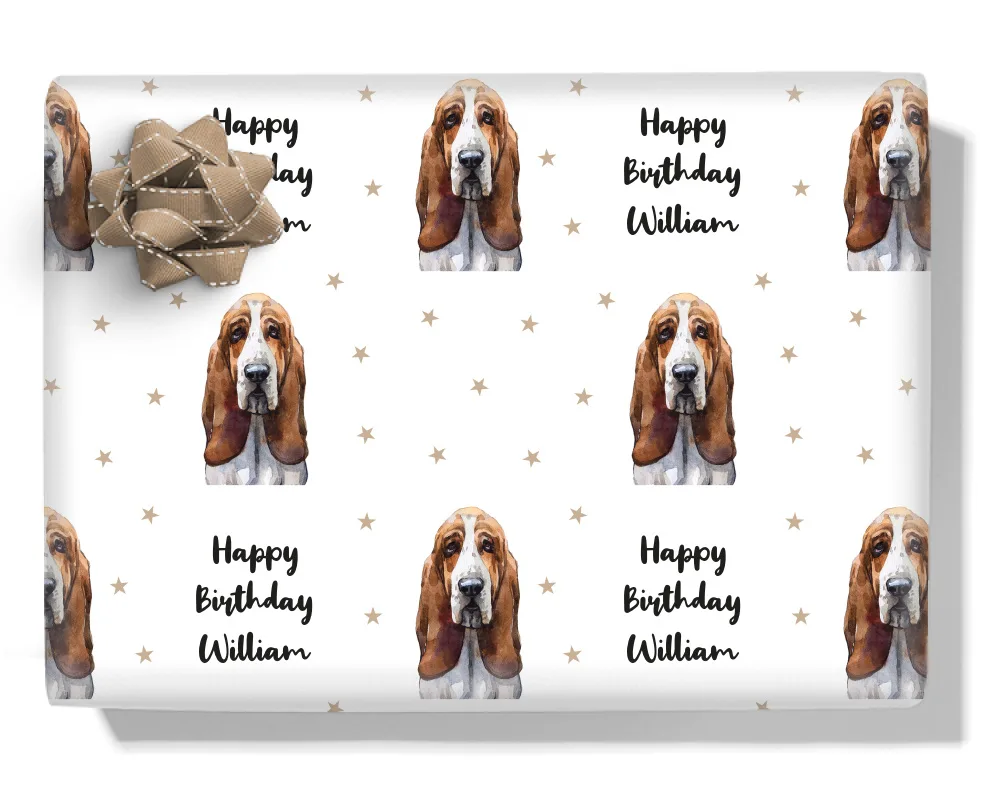Basset Hound Personalised Wrapping Paper