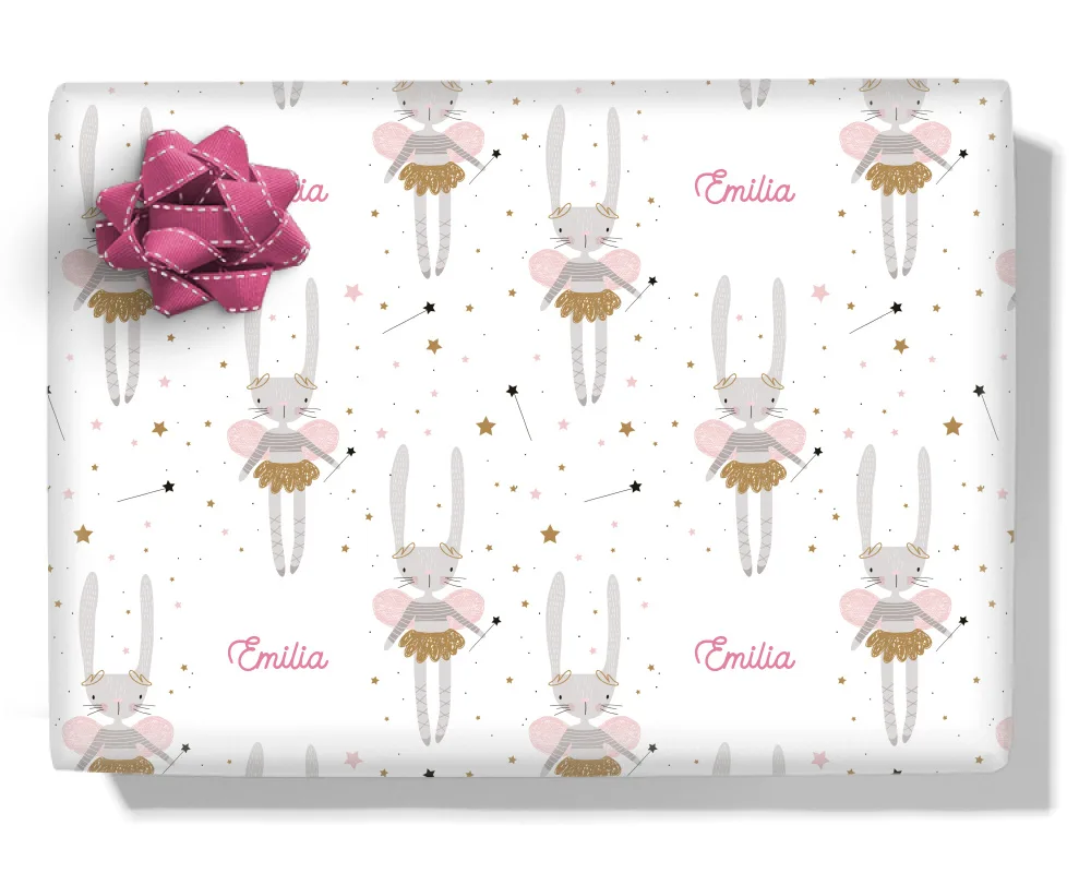 Bunny Ballerina Personalised Wrapping Paper