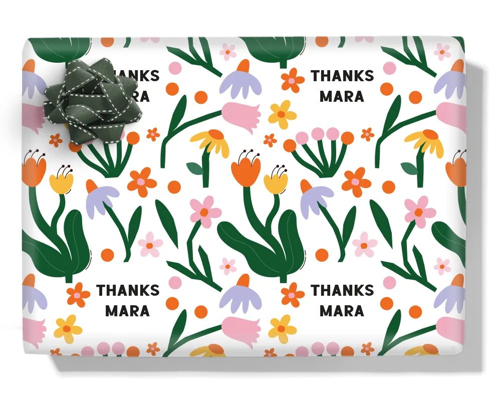 Retro Flowers Personalised Wrapping Paper