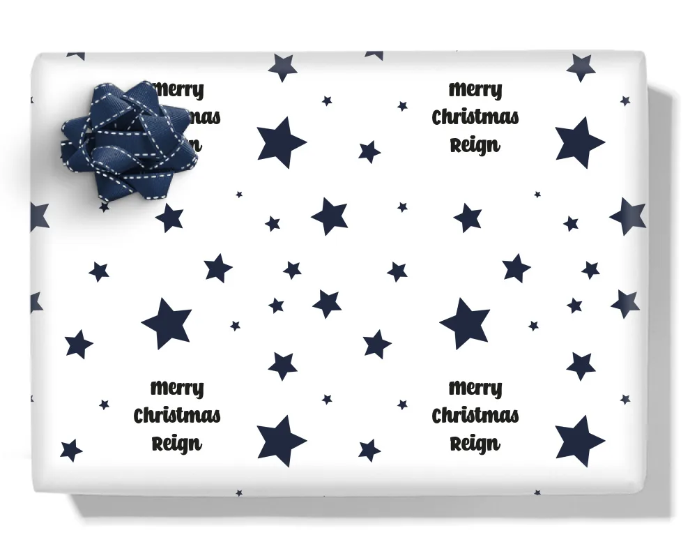 Navy Stars Personalised Wrapping Paper