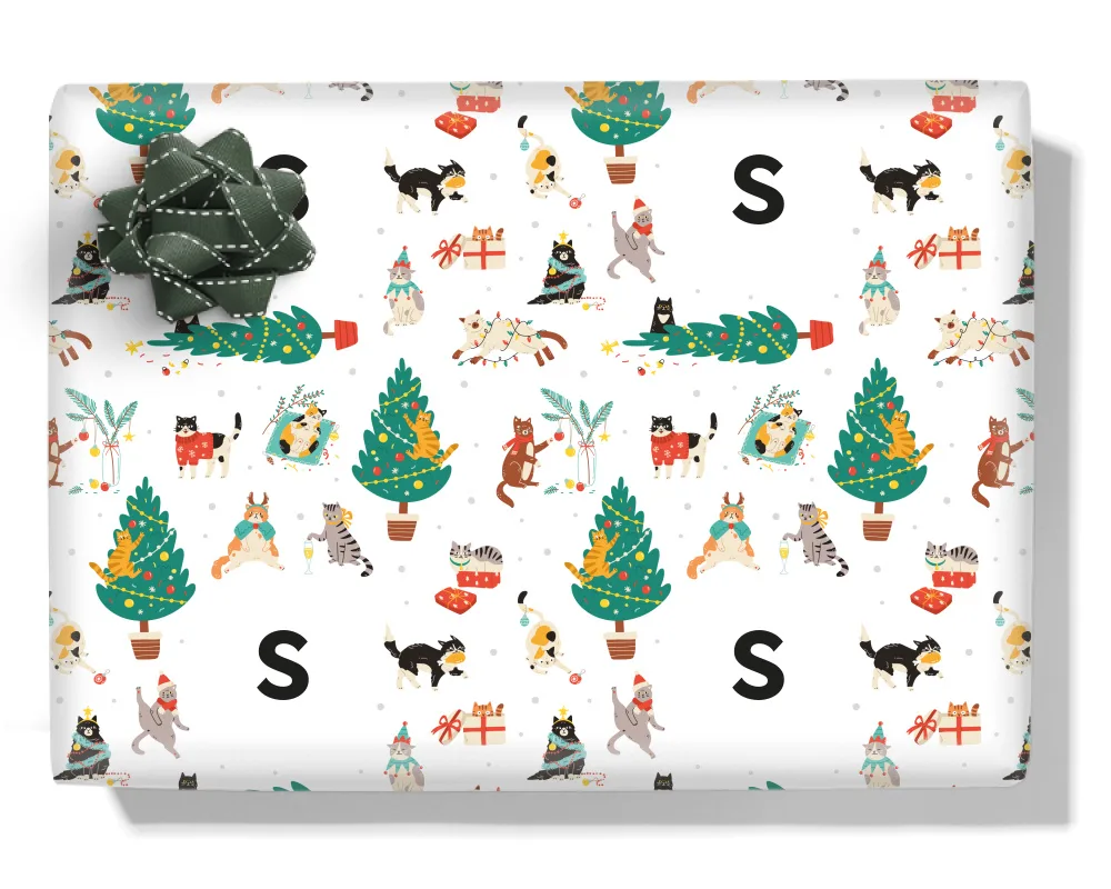 Naughty Christmas Cats Personalised Wrapping Paper