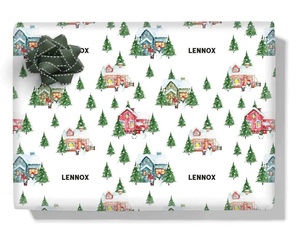 Snowy Village Personalised Wrapping Paper