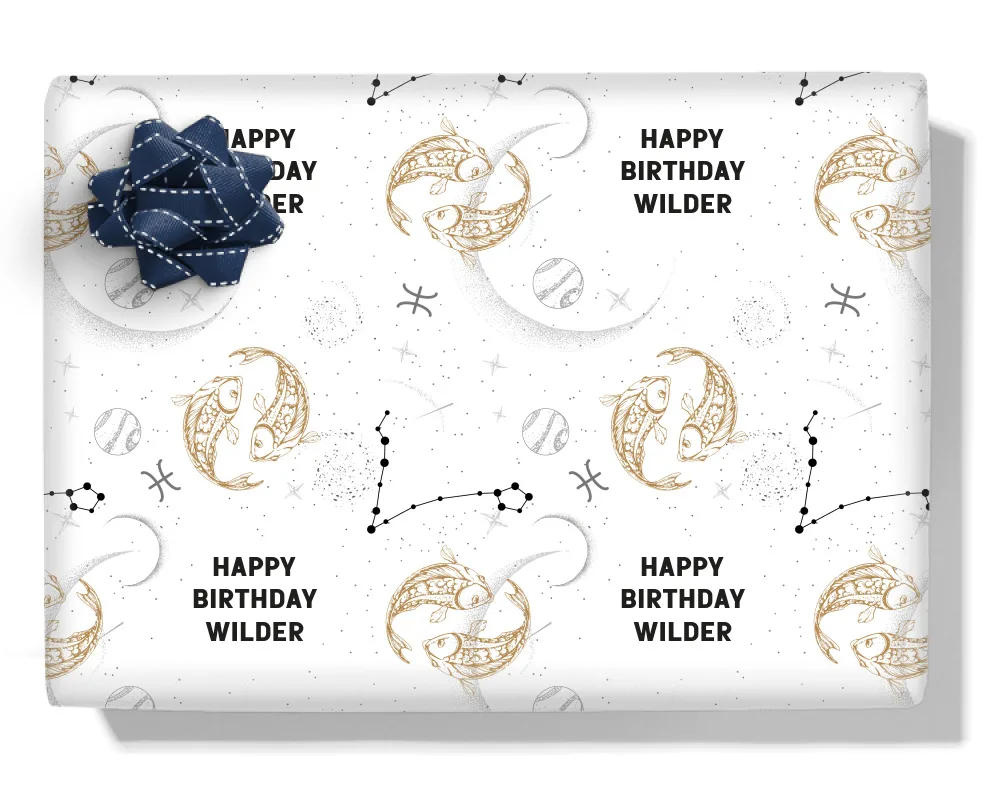 Pisces Personalised Wrapping Paper